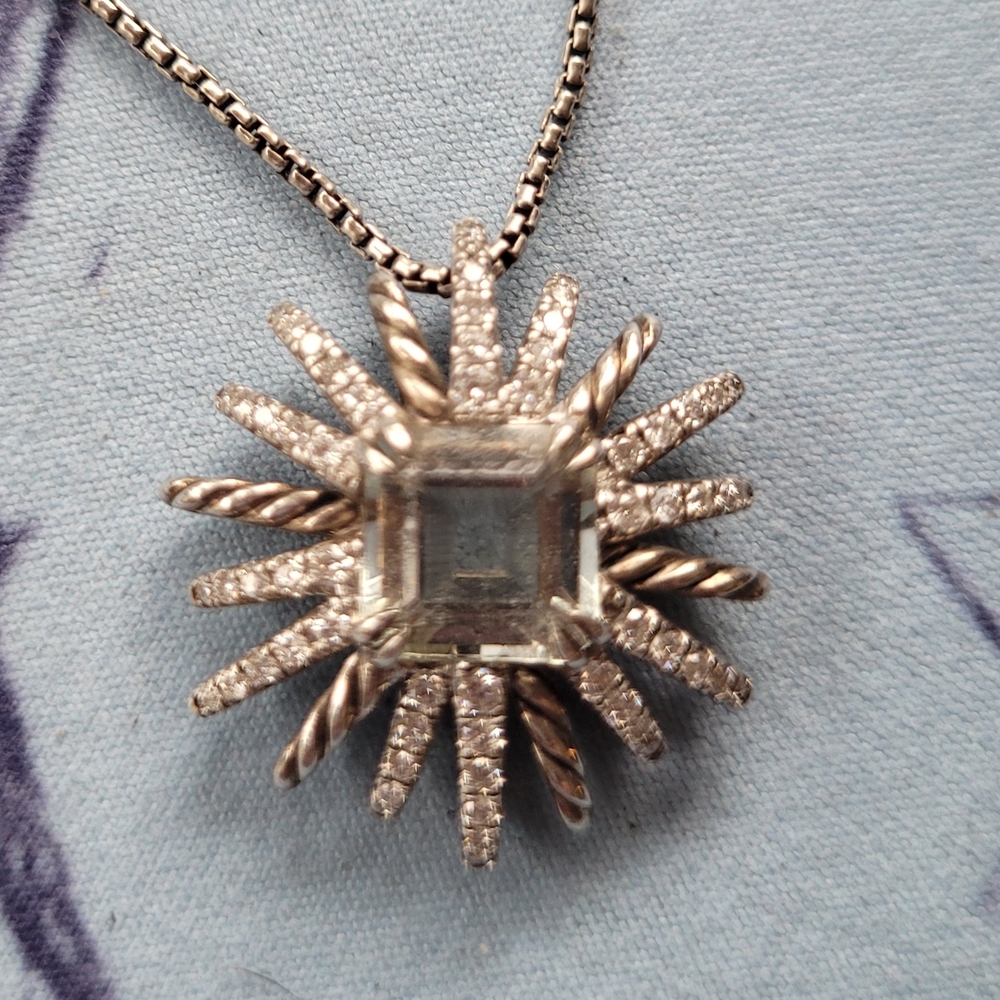 David Yurman Sterling Silver Starburst Necklace With